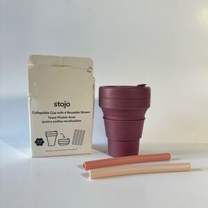 Stojo Collapsible Cup with 2 Straws - 12oz